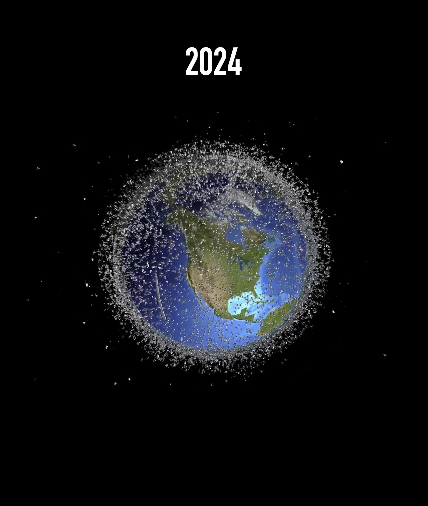 Amount of debris in space in 1960